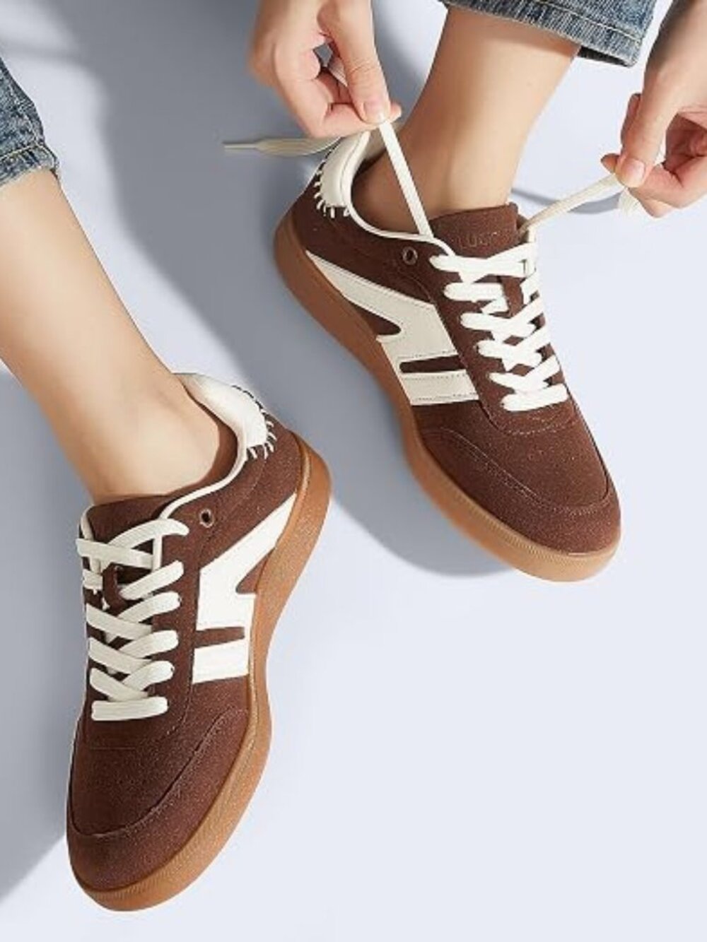 LUCKY STEP Women Retro Gum Sole Fashion Sneakers